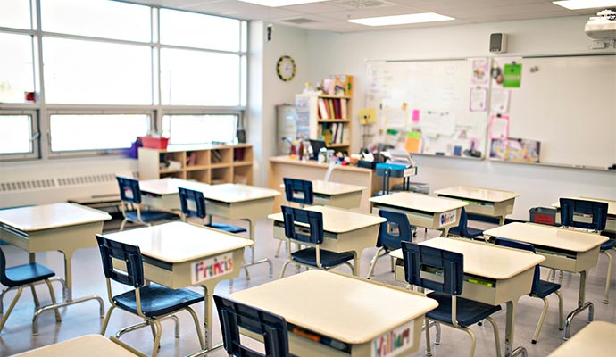An empty school classroom