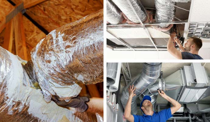 Collage of different types of duct cleaning services