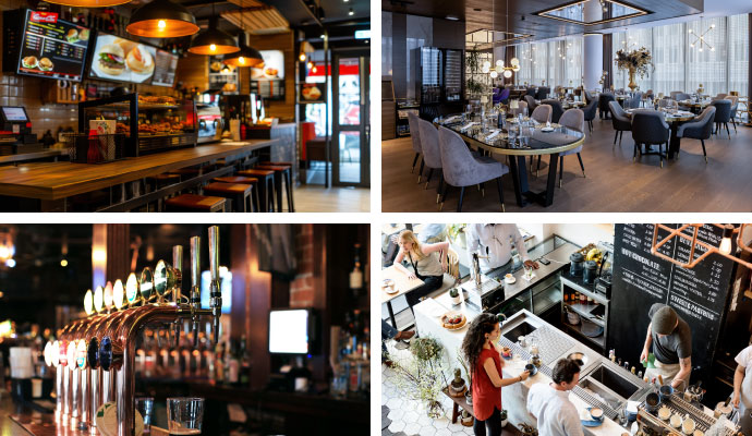 Collage of different types of restaurants