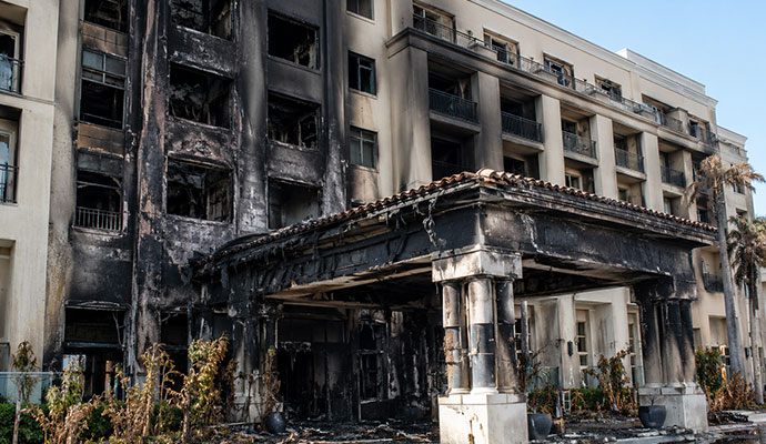 Commercial hotel fire damage