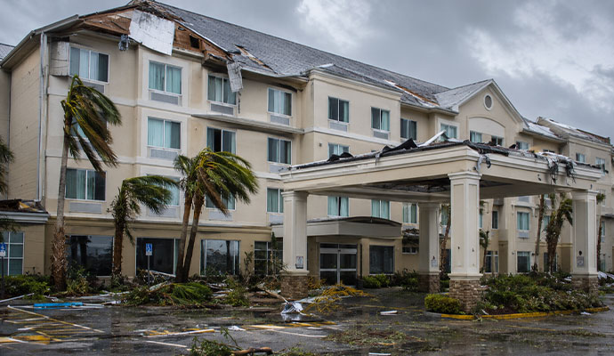 Commercial hotel storm damage