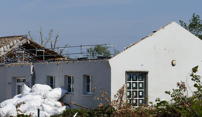 Exterior roof damage and renovation