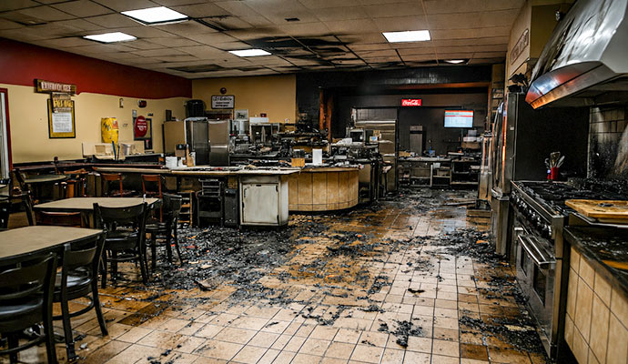 Fire damaged restaurant