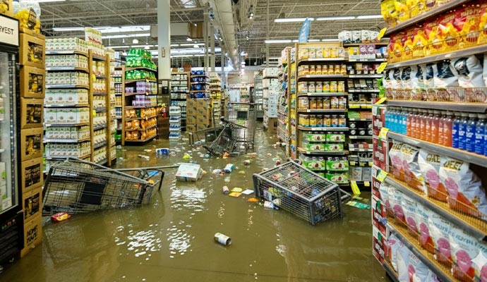 Water damaged retail store