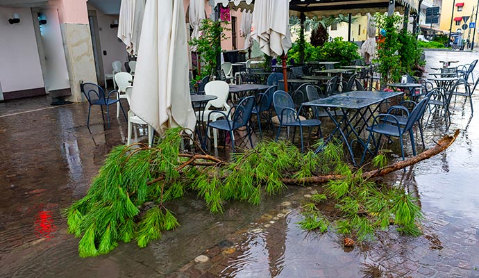 Storm damaged restaurant