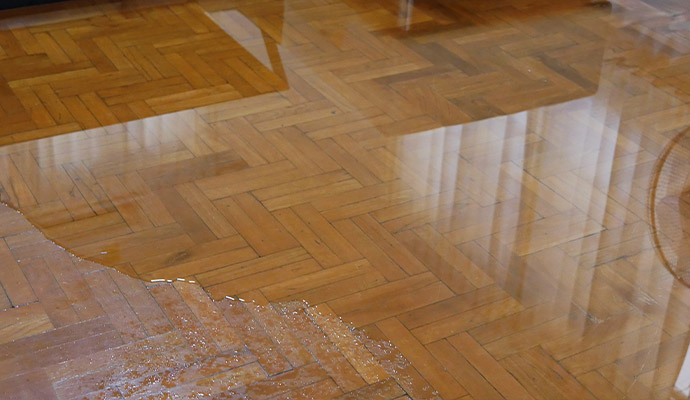 Water damage cleanup for wooden flooring