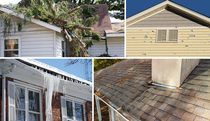 Collage of different damaged properties