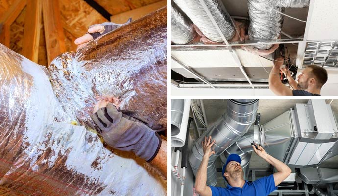 Collage of different duct cleaning services
