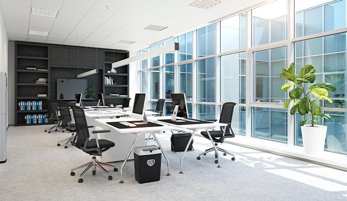 Modern office with ceiling vents