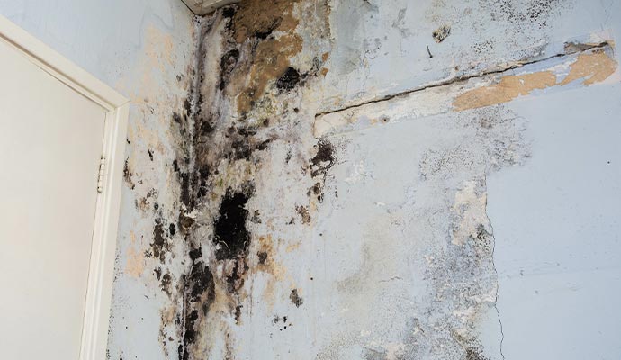 Structural mold on damaged wall