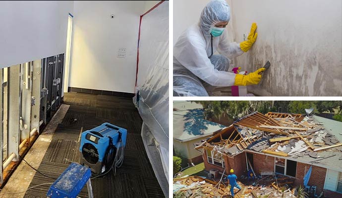 Collage of different types of damage restoration services