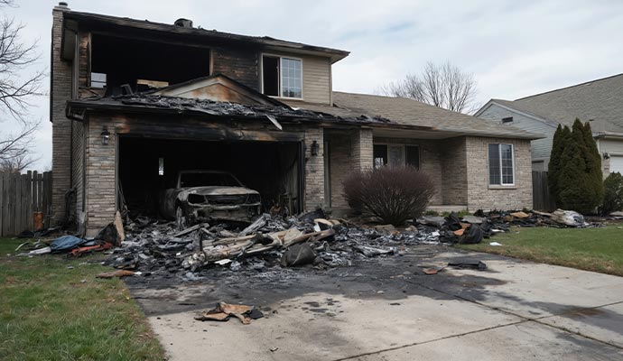 Fire damaged garage