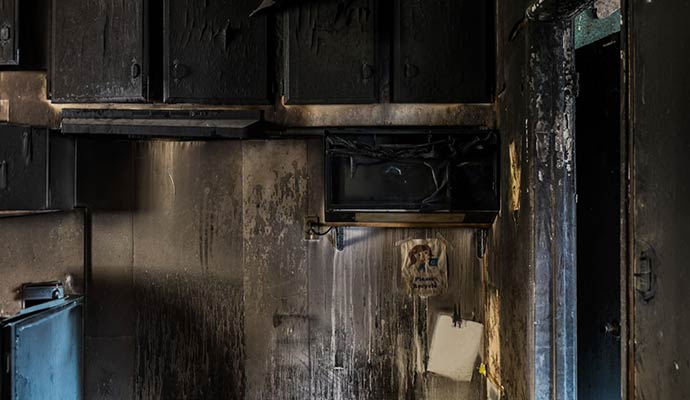 Fire damaged kitchen