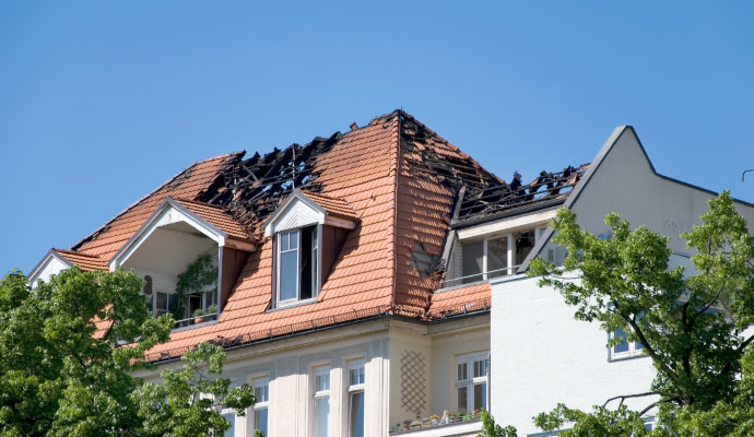 Fire damaged roof