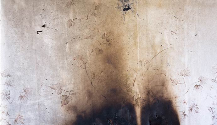 Fire damaged wallpaper