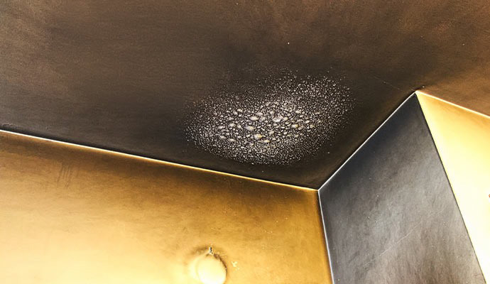 Fire soot stains on ceiling
