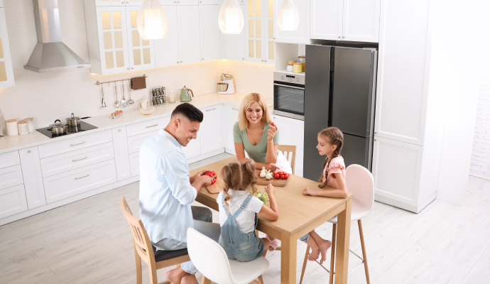 Happy family in modern kitchen
