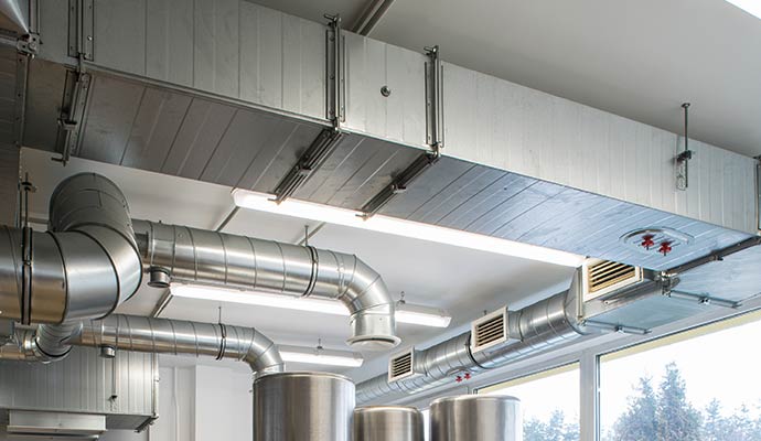 Industrial hvac ductwork ceiling installation