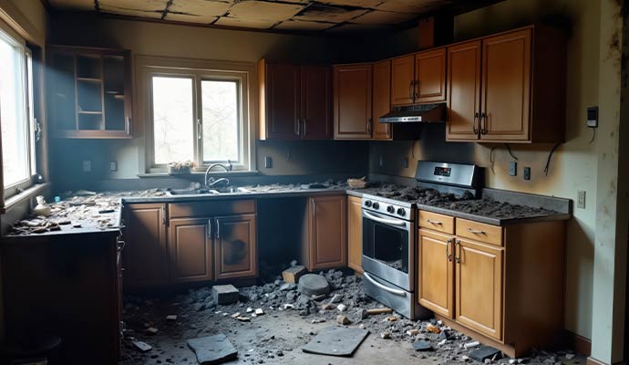 Kitchen fire damage