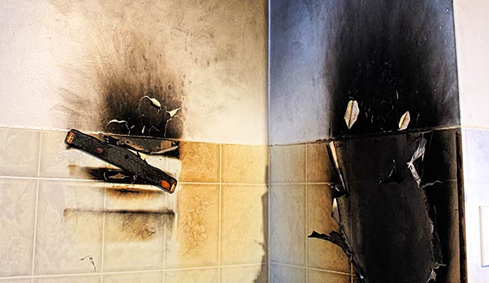 Soot damage tiles