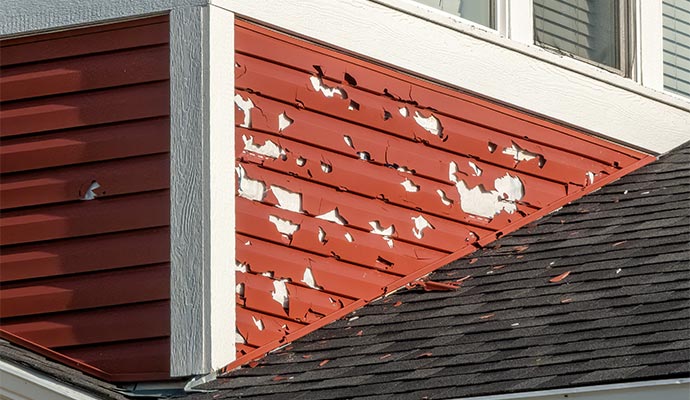 Hail damaged house siding