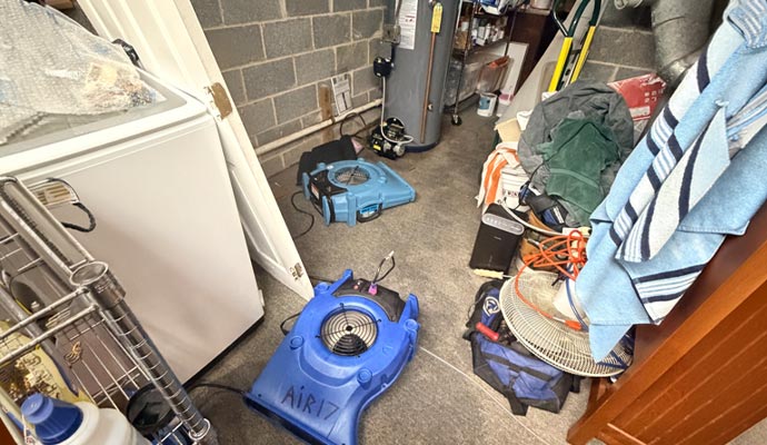 Water damage remediation project in Stratford, CT