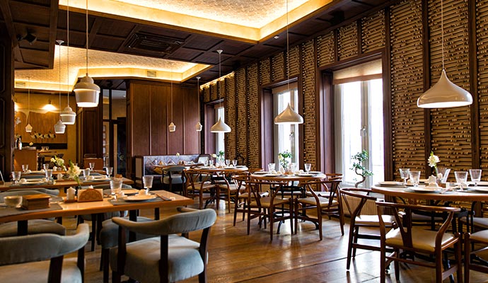 Interior view of an elegant restaurant