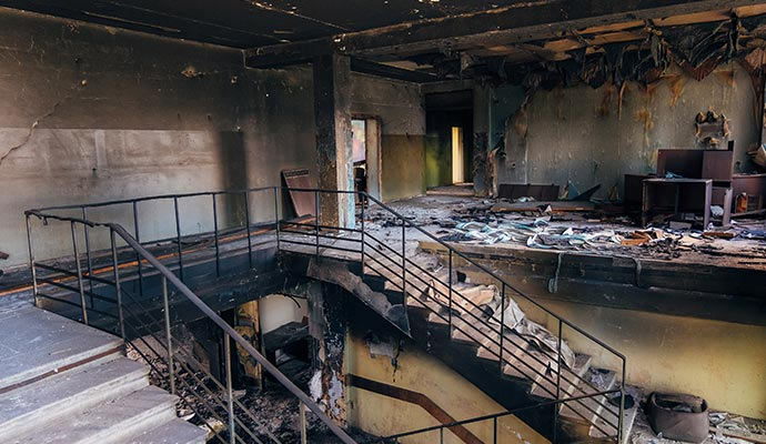 Fire damaged building
