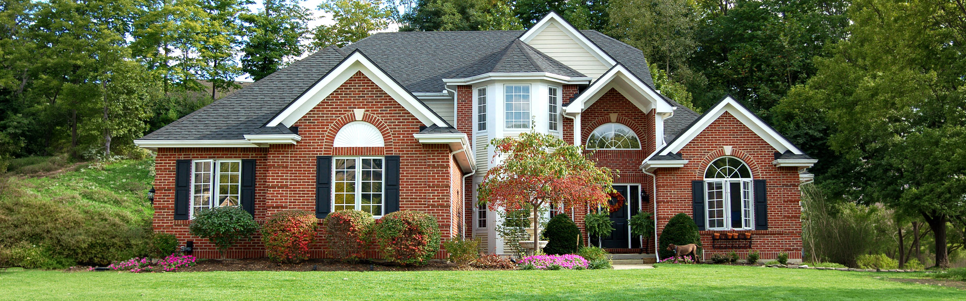 Red brick suburban house exterior