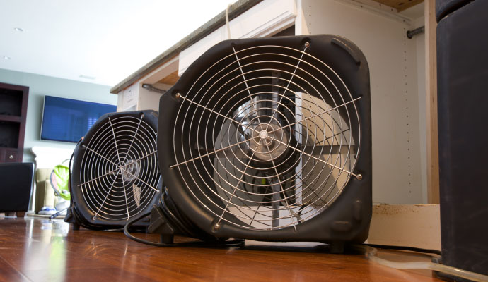 Air movers water damage restoration