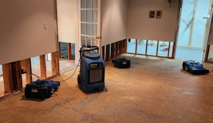 Basement water damage structural drying