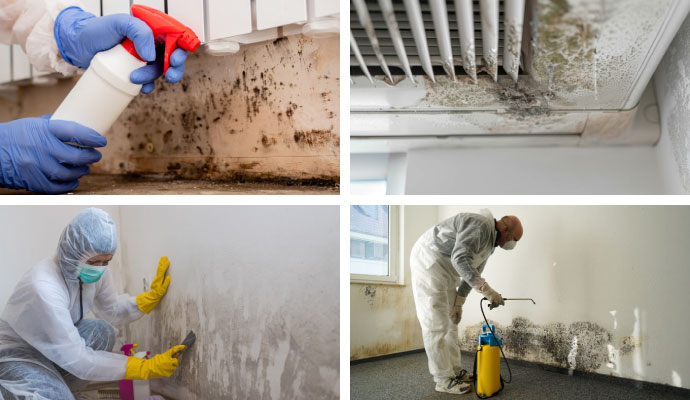 Collage of professional mold remediation services