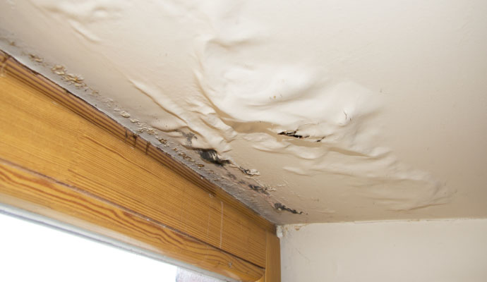 Leaking ceiling water damage
