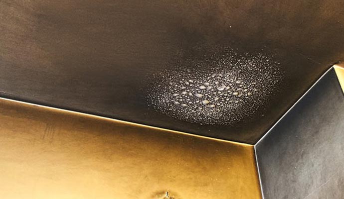 Smoke and soot damaged ceiling