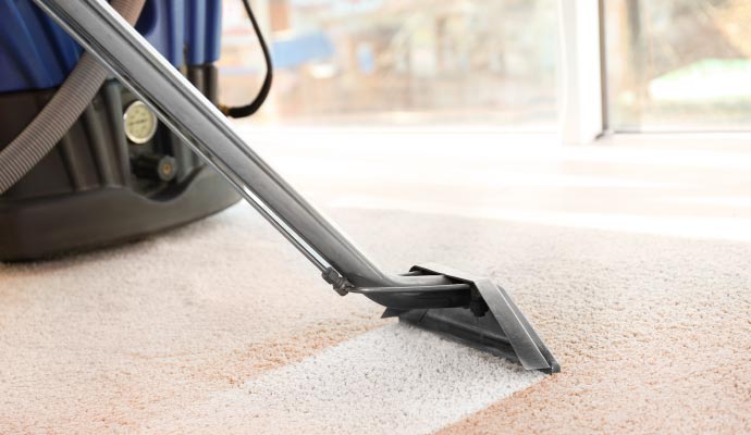 Professional worker cleaning carpet with professional equipment Professional worker cleaning carpet with professional equipment