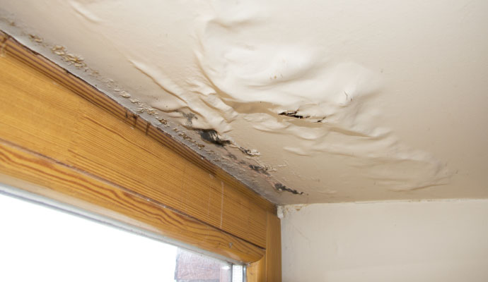 Ceiling damage due to roof leak