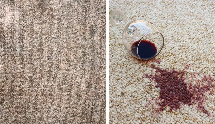 Collage of mold and wine stain in carpet Collage of mold and wine stain in carpet