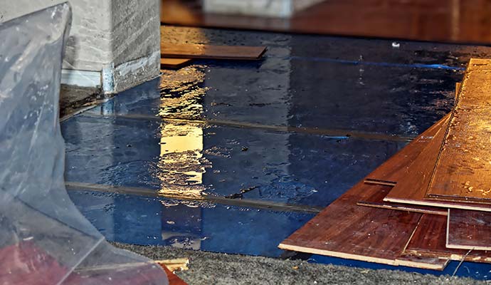Water damaged wood floor