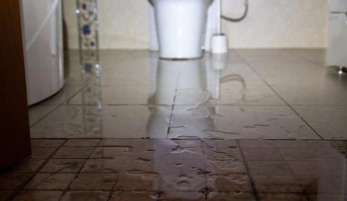 Wet bathroom floor