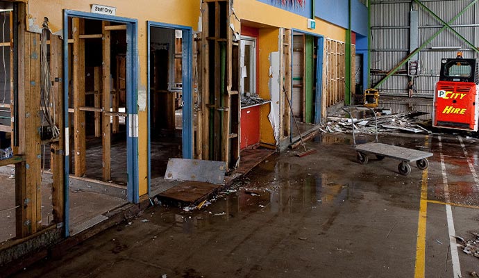 Water damaged commercial floor